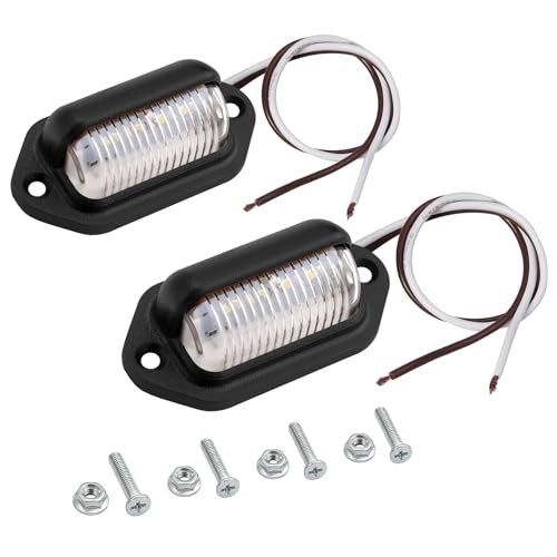 Justech 2PCS 4LED License Plate Light, IP67 Waterproof 12V 24V Trailer License Plate Lights LED Tag lights Assembly White Light for Cars, Trucks, Trailers, Van, RV, Caravans and Lorries - Black - color: Black