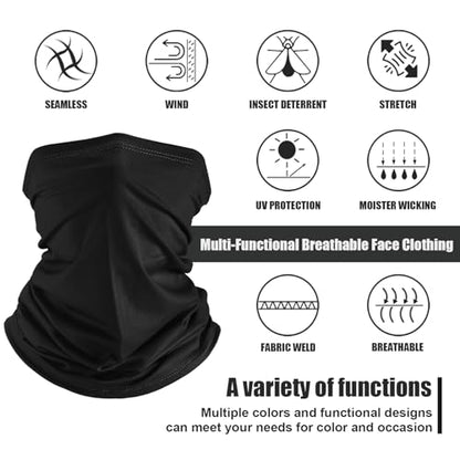 Geyoga 6 Pieces Summer UV Protection Cooling Neck Gaiter Face Clothing Neck Gaiter Mask Scarf Sunscreen Breathable Bandana - color: Simple Color