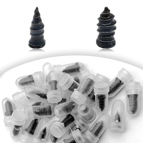 60Pcs Tire Repair Rubber Nail, Spiral Rubber Nails & Screw Plugs Tire Repair Kit Self-Service Vacuum Tire Puncture Repair Tool for Car, Motorcycle, Truck, Tractor, Jp -Reliable Tire Repair - size: 60Pcs