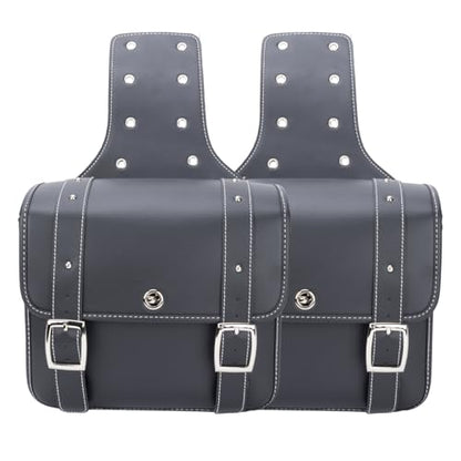 20L Motorcycle Saddlebags Water-Resistant Storage for Harley Sportster Softail Dyna Honda Shadow, Quick-Attach Remove Design with Bottle Bags, Universal Fit Large Capacity Luggage Bags (Black)