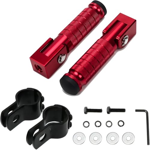 XINGWU M8 Motorcycle Foot Pegs 90 Degree Foldable Footpegs CNC Anti-Skid Footrest Universal for Yamaha Honda Suzuki Aprilia Electric Car Motorbike Mini Bike Dirt Pit Bike Passenger Pedal (Red) - color: Red