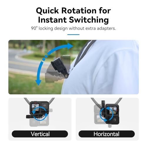 TELESIN Neck Mount SE 2.0 with Air Cushion, Adjustable Chest Strap and Neck Mount for Hands-Free POV Vlogging, for GoPro Hero 13/12/11/10/9, Insta X5/X4/X3/Ace Pro 2, Action 3/4/5 Pro 6, AKASO, etc. - style: Neck Mount Se 2.0 Gray