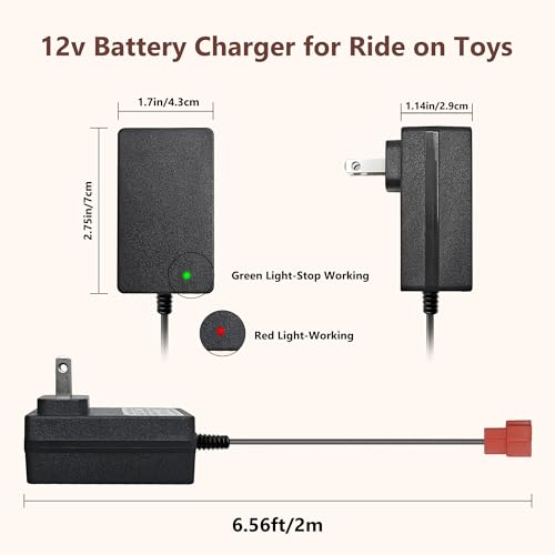6 Volt Battery Charger for Kids Electric Car, Compatible with Minnie Mouse, BMX X6, Wal-Mart, Moto ATV Quad Car for Kid, Replacement Parts for Ride on Toys Kid TRAX Charger with Red Square Plug - size: Charger