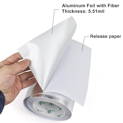 BOMEI PACK Adhesive Aluminum Foil Heat Shield Tape 1Pack 7inch x 66ft Barrier Fiberglass Thermal Insulation Reflective Material High Temp Protectionn - size: 7in*66ft