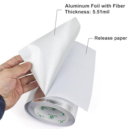 BOMEI PACK Adhesive Aluminum Foil Heat Shield Tape 1Pack 7inch x 66ft Barrier Fiberglass Thermal Insulation Reflective Material High Temp Protectionn - size: 7in*66ft
