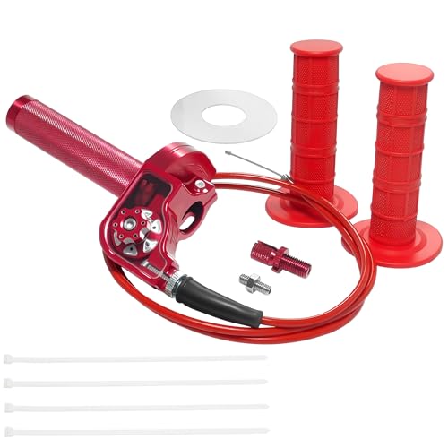 Motorcycle Throttle Assembly,7/8" Quick Twist Throttle Grips with Throttle Cable Aluminum Alloy Universal for CRF KLX SSR TTR 110 125 150 250cc Dirt Pit Bike ATV Mini Bike - color: Type A-Ren