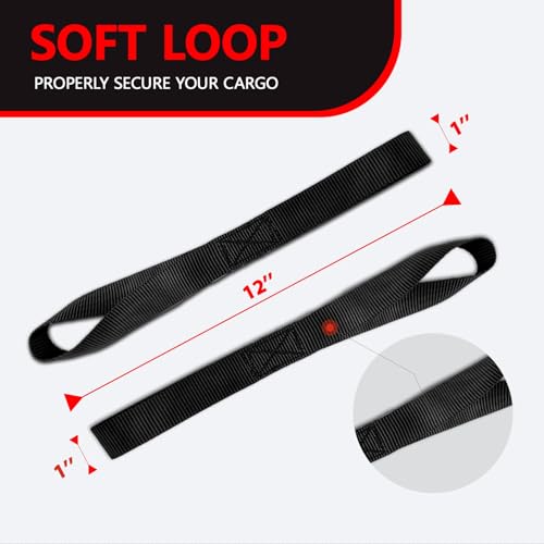 4 Pack Soft Loop Tie Down Straps, 3900 lbs Break Strength Heavy Duty Motorcycle Handlebar Straps for ATV, UTV, Dirt Bike, Trailer, Truck Bed, Kayak – Reliable Transport & Hauling