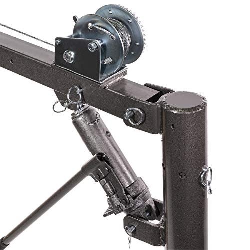 Stark USA 1/2 Ton Hydraulic Cable Winch Tow Pickup Truck Telescopic Crane Lift Hoist Load Crane Extension Swivel Base Mount (1100 LBS) Capacity