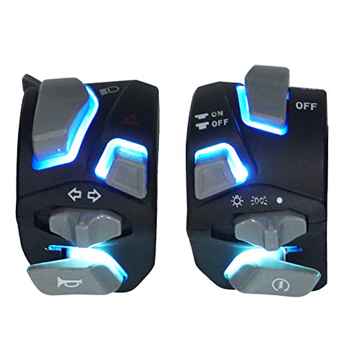7/8" Motorcycle Switches Blue LED Light Switch for Horn Button Turn Signal Electric Fog Lamp Light Start Handlebar Controller Switches