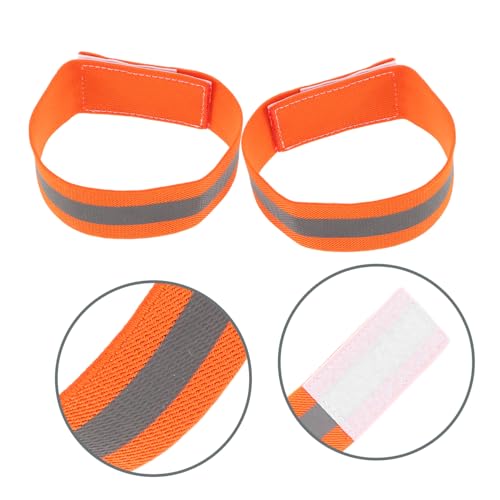 POPETPOP 4pcs Adjustable High Visibility Straps for Night Riding Safety Lightweight Ankle Arm Bands for Mountain Biking and Outdoor Sports