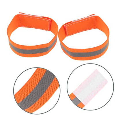 POPETPOP 4pcs Adjustable High Visibility Straps for Night Riding Safety Lightweight Ankle Arm Bands for Mountain Biking and Outdoor Sports