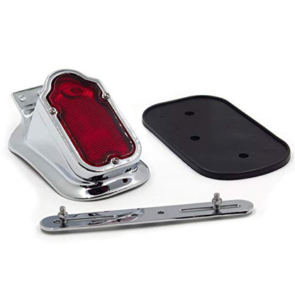 XH3118B-A- Motorcycle Chrome Red Metal Tombstone Brake Tail Light Signal Compatible with Motorcycle Bike - color: Red