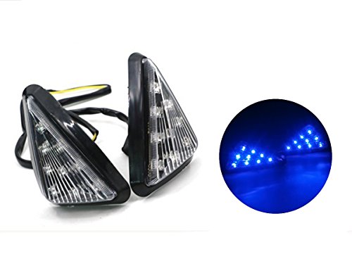 Triangle Flush LED Motorcycle Turn Signals Blinkers Indicator Lights 1 Pair (Blue) - color: Blue