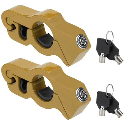 Motorcycle Handlebar Lock Anti Theft Throttle Grip Clutch Brake Lock Adjustable Universal for Motorbikes Moped Scooter ATV (Gold-2 PCS)