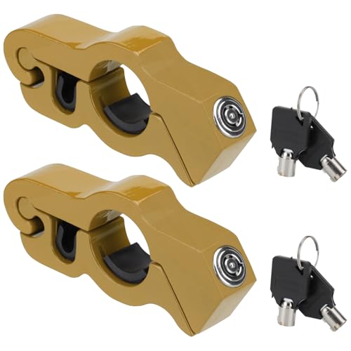 Motorcycle Handlebar Lock Anti Theft Throttle Grip Clutch Brake Lock Adjustable Universal for Motorbikes Moped Scooter ATV (Gold-2 PCS)