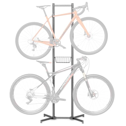 CXWXC 2-/4-Bike Storage Rack with Basket - Indoor Bike Rack for Garage/Apartment - Road Mountain and Hybrid Bike Garage & Home - color: For 2 bikes