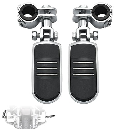 FOVPLUE 1",1.25"Highway Footpegs, Adjustable Highway Peg w/Clamp for Harley Touring Softail Dyna Sportster models w/25mm-32mm Engine Guard/Tubing, CHROME#3 - color: Chrome For Streamliner Style
