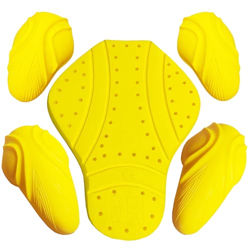Jackets 4 Bikes CE Level 2 Back, Elbow and Shoulder Certified Armor Pads 5 PC Set, Motorcycle Armor Protector Inserts for Motorcycle Jackets Unisex All Yellow - color: Allyellow