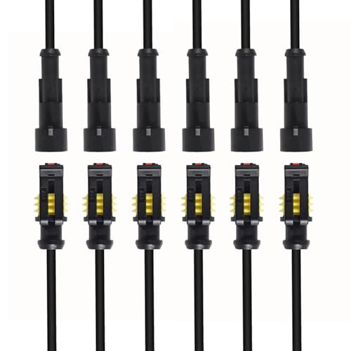 DIANN 6pcs 1 Pin Way Electrical Wire Connector Waterproof Connector 16AWG Male and Female Plug Quick Disconnect Connectors for Car Truck Motorcycle Boat - size: 1-Pin
