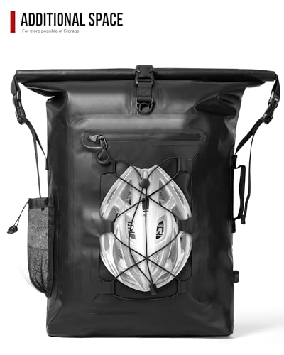 Grapelet Motorcycle Sissy Bar Bag Waterproof Motorcycle Backpack Tail Bag Travel Saddlebags 35L Duffle Bags PVC 500D Waterproof Dry Bags - Black