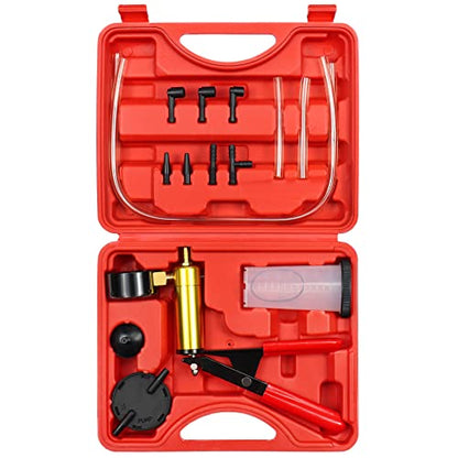 JoyFans 2 in 1 Hand Vacuum Pump Brake Bleeder Kit, One-Man Brake Clutch Fluid Power Steering Fluid Bleeding System Tester Tool for Automotive Motorcycle Car & Kitchen Food Canning Use (Red) - color: Red