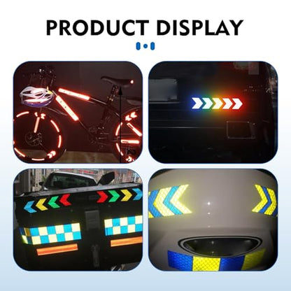 10 PCS Car Arrow Reflective Stickers, 1.97" x 1.81" Waterproof Safety Tapes, High Visibility Night Caution Warning Reflective Stickers, Universal for Most Cars (Blue) - color: Blue