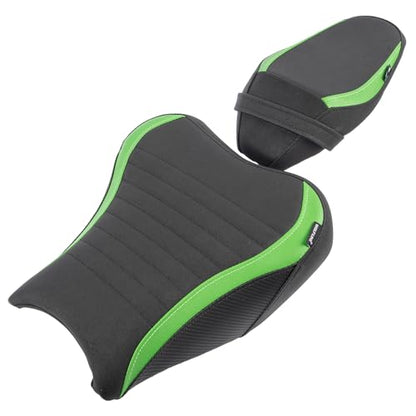 Motorcycle Driver Rider Rear Passenger Seat fit for Z900 Z 900 2017 2018 2019 2020 2021 2022 2023 2024 Pressure Relief Soft Pillion Saddle Cushion Pad, Green - color: Front & Rear - Green