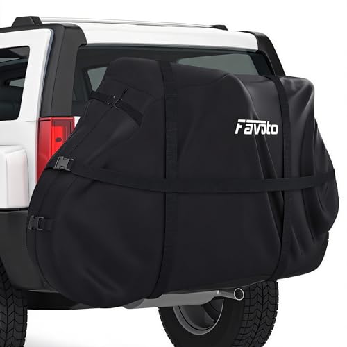 Favoto Bike Cover for Transport 2 Bikes - Waterproof Outdoor Bicycle Cover on Rear Bike Rack, 600D Thicken Oxford Heavy Duty Bike Rack Covers for 2 Bikes on Hitch Travel Storage - color: Transportation Black, size: for 1-2 bikes