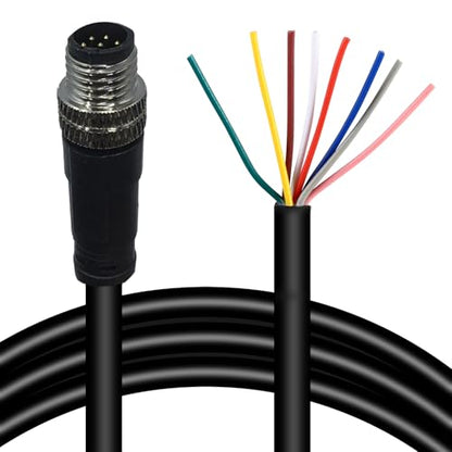 M8 8-Pin Male Connector Cable, A-Coded Straight Circular Industrial Molded Cable, IP67 Waterproof Unshielded PVC Wire, 60V 3A AC/DC, AWG24 - size: 2m, style: 8 Pin Male