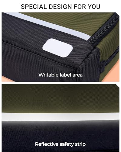 2 Pack Small Tool Bags Zipper Pouch for Organizing, with Adjustable Shoulder Strap & Carabiner, Utility Small Tool Pouch with Multi Pocket Compartments and Label Area (12" & 10") - color: Blue/Green