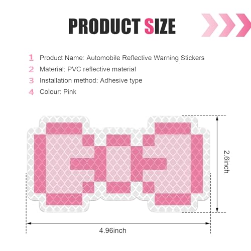 Reflective Bow Sticker, 4.96" x 2.6" Waterproof & Scratch-Resistant Sticker, Car Body Scratch Cover Decal, Universal Night Safety Warning Decal for Motorcycles, Helmets, Cars (Pink) - color: Pink