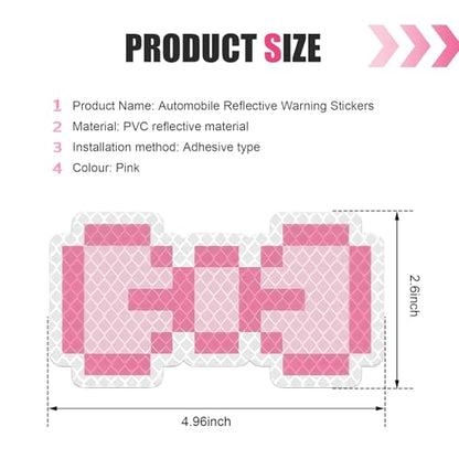 Reflective Bow Sticker, 4.96" x 2.6" Waterproof & Scratch-Resistant Sticker, Car Body Scratch Cover Decal, Universal Night Safety Warning Decal for Motorcycles, Helmets, Cars (Pink) - color: Pink