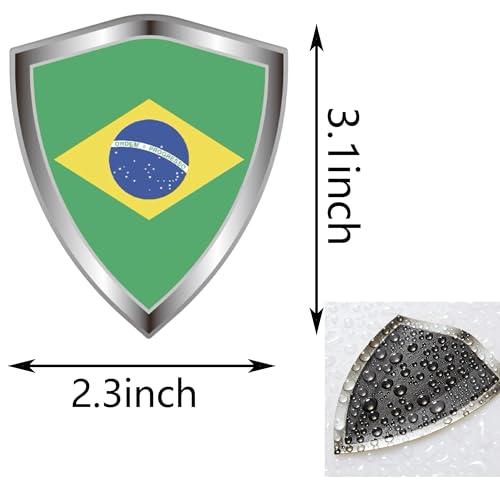 Brazil Flag Decal Sticker - Brazilian Flags Shield Shape Reflective Vinyl Car Stickers - for Car Window Bumper Laptop Waterproof Sticker (5Pcs) - color: Brazil