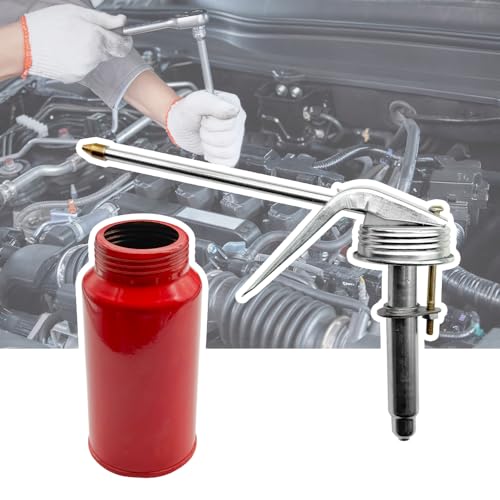 2PCS Oil Can Pump Oiler, Manual Pump Oiler, Pump Oil Can with Metal and Long Spout, 200ml Gun Oiler Spray Can Hand Pump Oil Cans Accessories for Lubrication Need of Cars Motorcycles