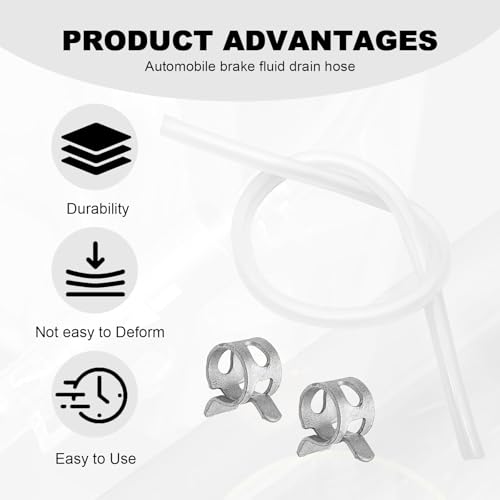One-Way Check Valve Brake Bleeder Hose Kit - Universal with Anti-Backflow Valve & Clamps for Car and Motorcycle Brake Fluid Bleeding