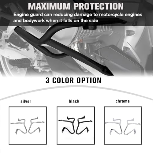 CHIFUN Engine Guard Front Highway Crash Bars Replacement for BMW R1250RT R1250 RT 2018-2022 Silver Steel Motorcycle Frame Protection Bars - color: Silver