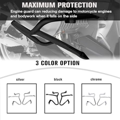 CHIFUN Engine Guard Front Highway Crash Bars Replacement for BMW R1250RT R1250 RT 2018-2022 Chrome Steel Motorcycle Frame Protection Bars - color: Chrome