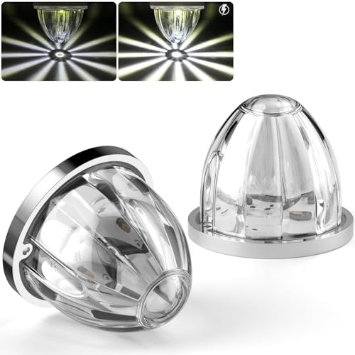 BJZ 2Pcs White Watermelon LED Strobe+Constant Marker Lights Dual Function Watermelon-shaped Side Marker Clearance Tail Top Cap Roof Lights for Trailer Truck Semi-trailer Heavy-duty Truck Bus Van - color: White, size: 2 Pack