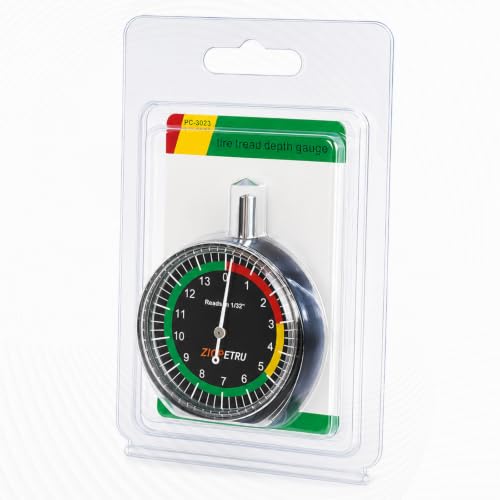 Ziopetru Tire Tread Depth Gauge，Portable Tire Measuring Tool Kit with Easy-Read Dials for Car, Truck, Motorcycle & Bus，Tire Wear Checker, Accurate 1/32" Tread Depth