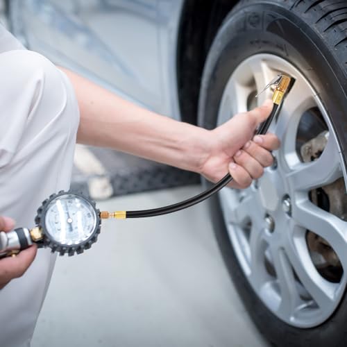 12'' Tire Inflator Hose Replacement, Tire Inflator Adapter with Presta Valve, Hose Connector for Air Compressor, High-Pressure Tube Car Motorcycle Maintenance Accessories