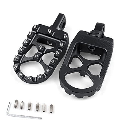 MDPROMCP CNC Motorcycle Wide Foot Pegs Aluminum 360° Roating Adjustable Suitable Compaitble with Dyna Fatboy Iron 883 Sportster 883(Black) - color: Black