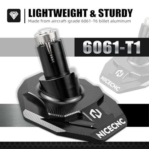 NICECNC Kickstand Foot Extension Pad & Puck, Motorcycle Stand Pad CNC Billet Aluminum Dirt Bike Compatible with KTM 125-530 XC XCW XCF XCF-W EXC EXC-F 2008-2023 Accessories, Black - color: black