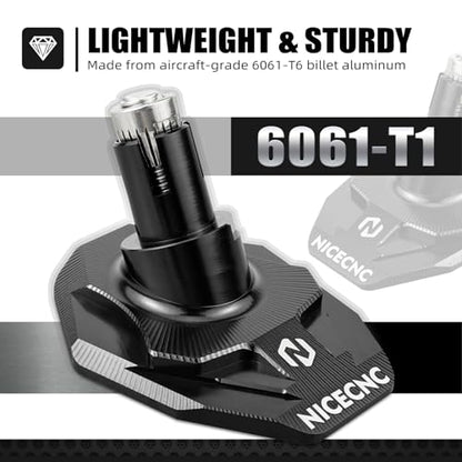 NICECNC Kickstand Foot Extension Pad & Puck, Motorcycle Stand Pad CNC Billet Aluminum Dirt Bike Compatible with KTM 125-530 XC XCW XCF XCF-W EXC EXC-F 2008-2023 Accessories, Black - color: black