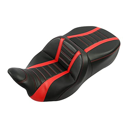 C.C. RIDER GEL Seat Hammock Driver Passenger Seat Fit for Harley Touring 2009-2023 Road King Street Glide Road Glide Electra Glide - color: Red *Gel