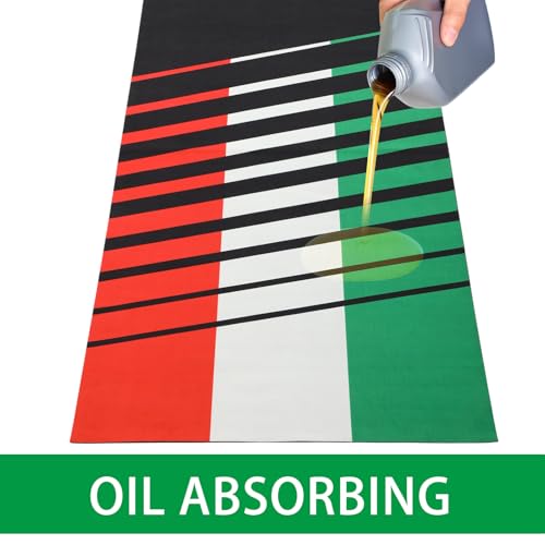 Drydiet Motorcycle Mat Garage Floor Rug Washable Parking Mats for Garage Floors Non Slip Oil Absorbent Pad Rubber Backing Layer Protects Floor(Italian Style,78 x 31 Inch) - size: 78 X 31 Inch, style: Italian Style