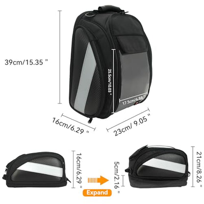 Dracarys Motorcycle Tank Bag - Oxford Saddle Black Motorbike Bag - Strong Magnetic Bag for Honda Yamaha Suzuki Kawasaki Harley - size: 28Liter