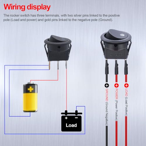 Twidec/8Pcs SPST Round Dot Lighted Rocker Switch Toggle Control for Car Or Boat 20A 12V DC On/Off White LED Light with Pre-soldered Wires KCD2-102N-W-X - color: White LED-Round