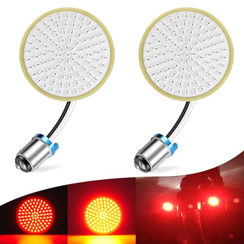 LivTee 1157 LED Turn Signals, 2 Pack Motorcycle, Fits Harley Davidson, Road Glide, Street Glide, Sportster, Red - color: Rear - Standard