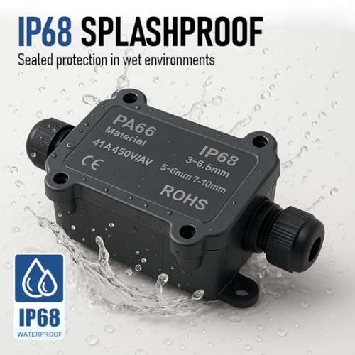 ANGSTROM Mini Electrical Connector Box, 2-Entry | IP68 Waterproof Cable Joiner for Outdoor Lighting, Fountain Pumps, and Extension Cord Splicing (2way) - size: 2way