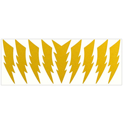 LiteMark Reflective Lightning Bolt Sticker, Bike, Helmet, Yellow, 4 Inch - Pack of 9 Pcs - color: Yellow